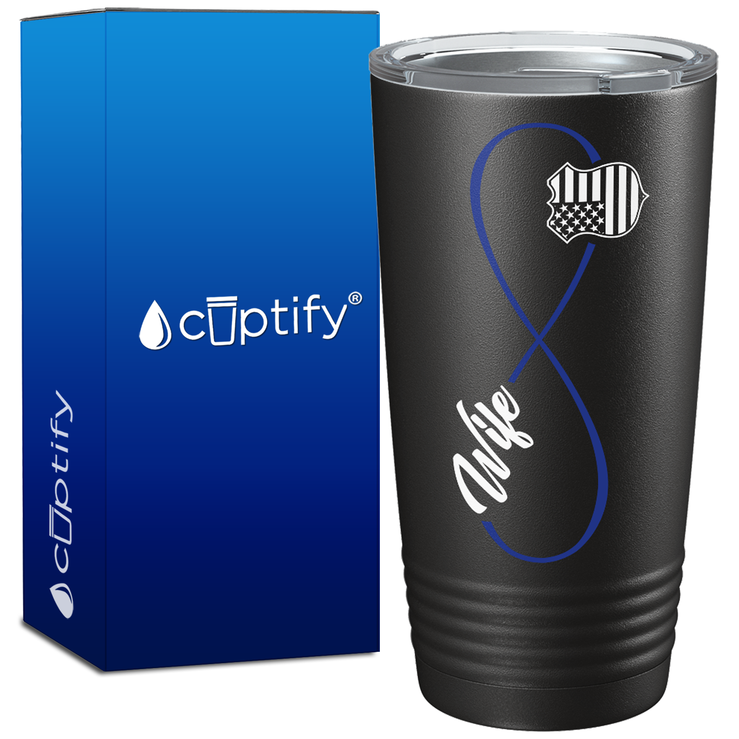 Police Wife Infinity Long 20oz Black Tumbler