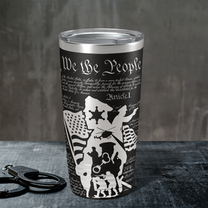 Sheriff Police We are the People Distressed Flag Engraved Wrap 20oz Black Tumbler