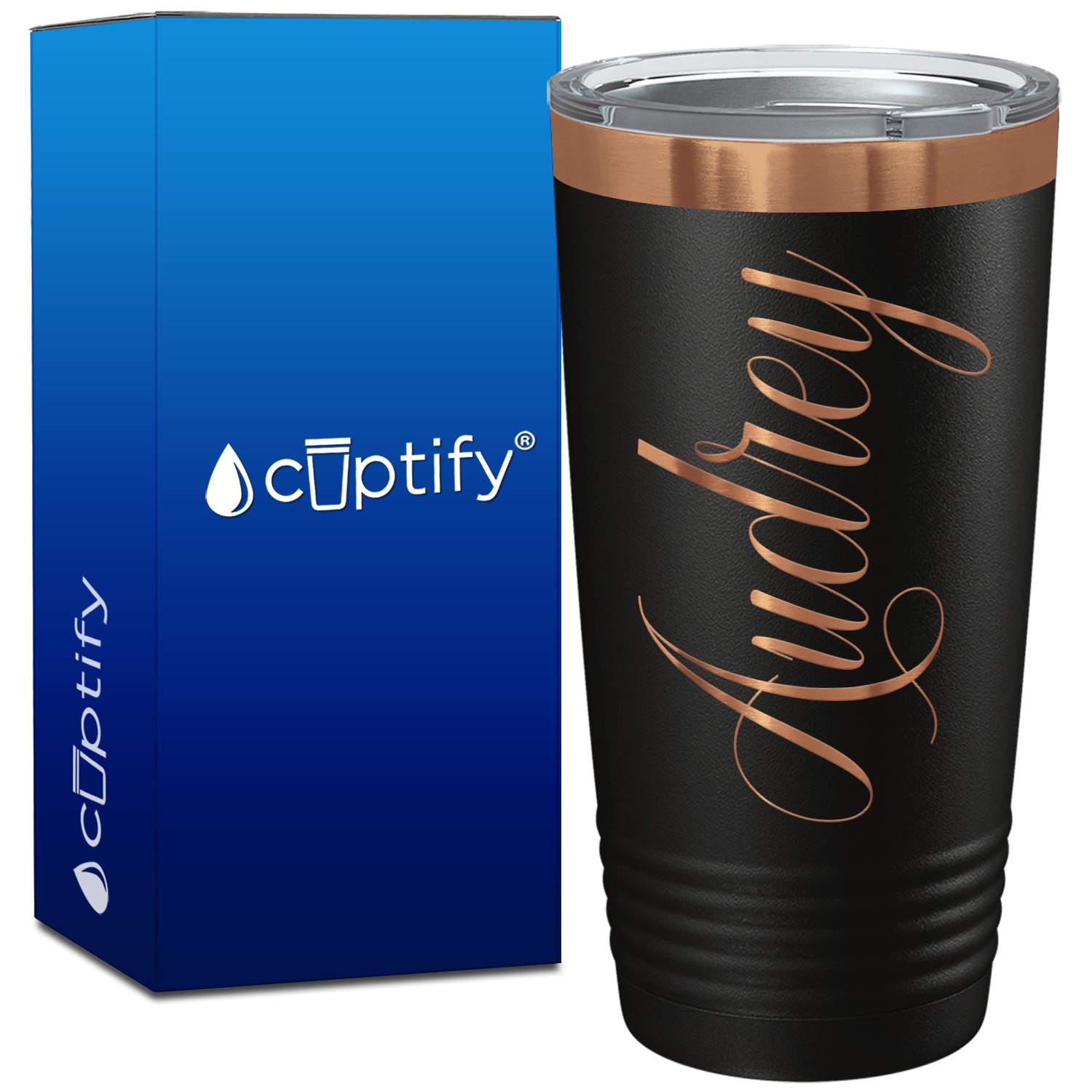 Personalized Black with Ion Rose Gold 20oz Engraved Tumbler