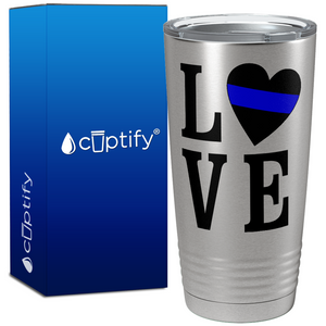 Love Heart Police Thin Blue Line 20oz Stainless Tumbler