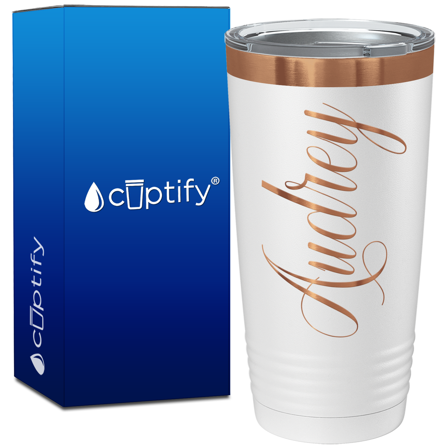 Personalized White with Ion Rose Gold 20oz Engraved Tumbler