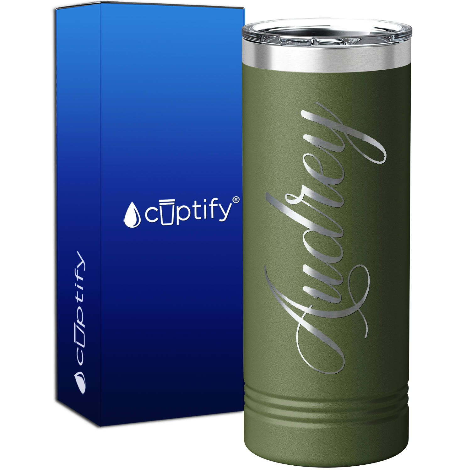 Personalized Army Green 22oz Engraved Skinny Tumbler