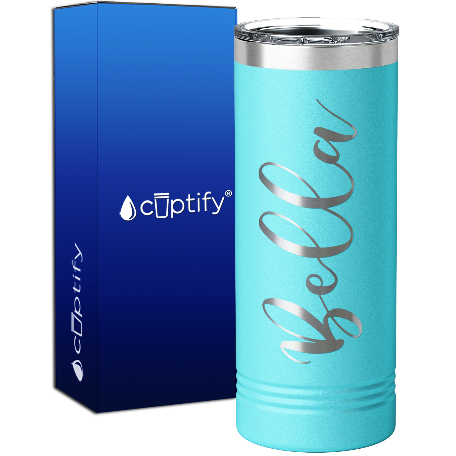 Personalized Lite Blue 22oz Engraved Skinny Tumbler