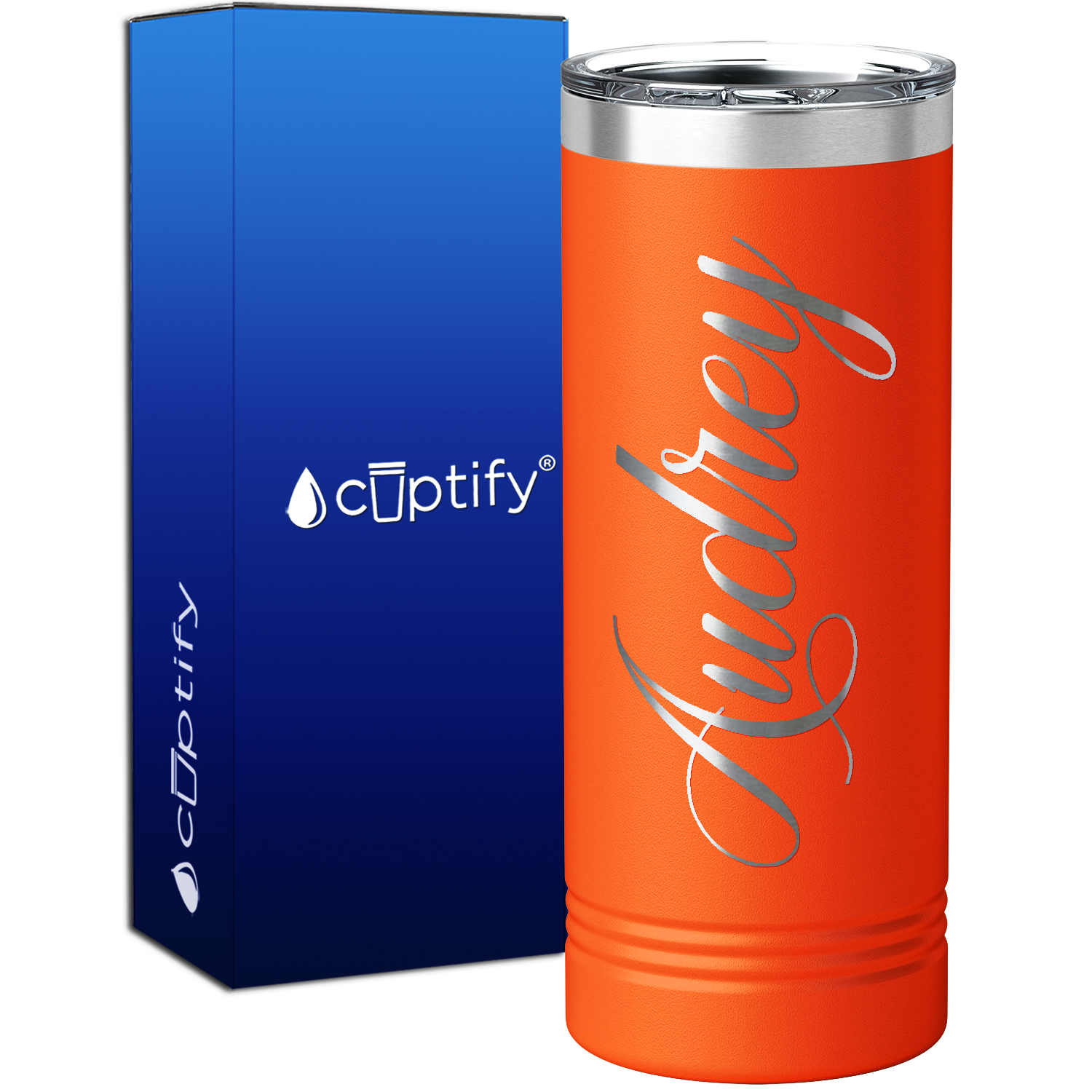 Personalized Orange 22oz Engraved Skinny Tumbler