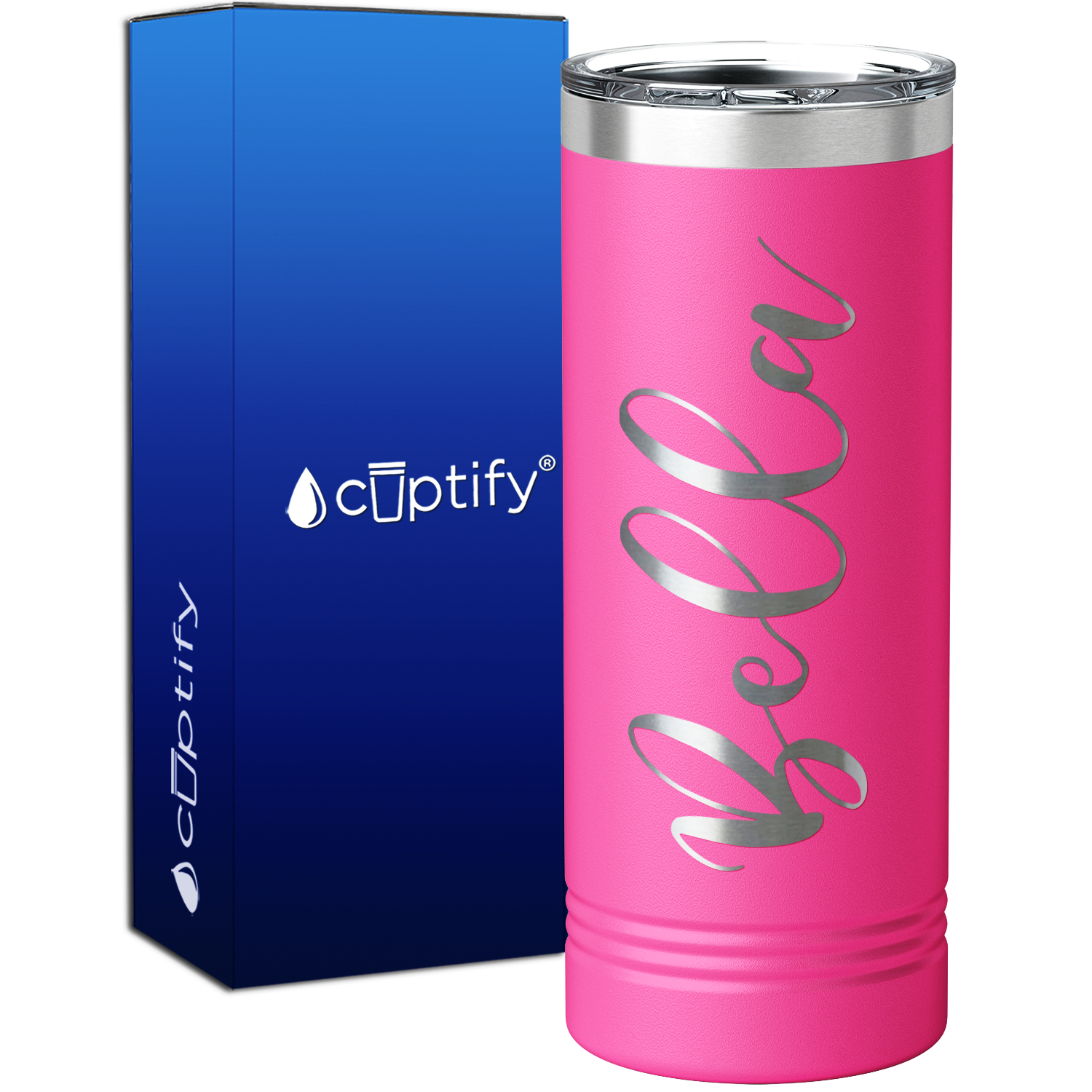 Personalized Pink 22oz Engraved Skinny Tumbler