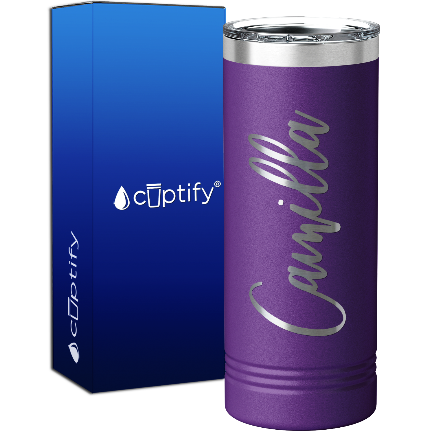 Personalized Purple 22oz Engraved Skinny Tumbler