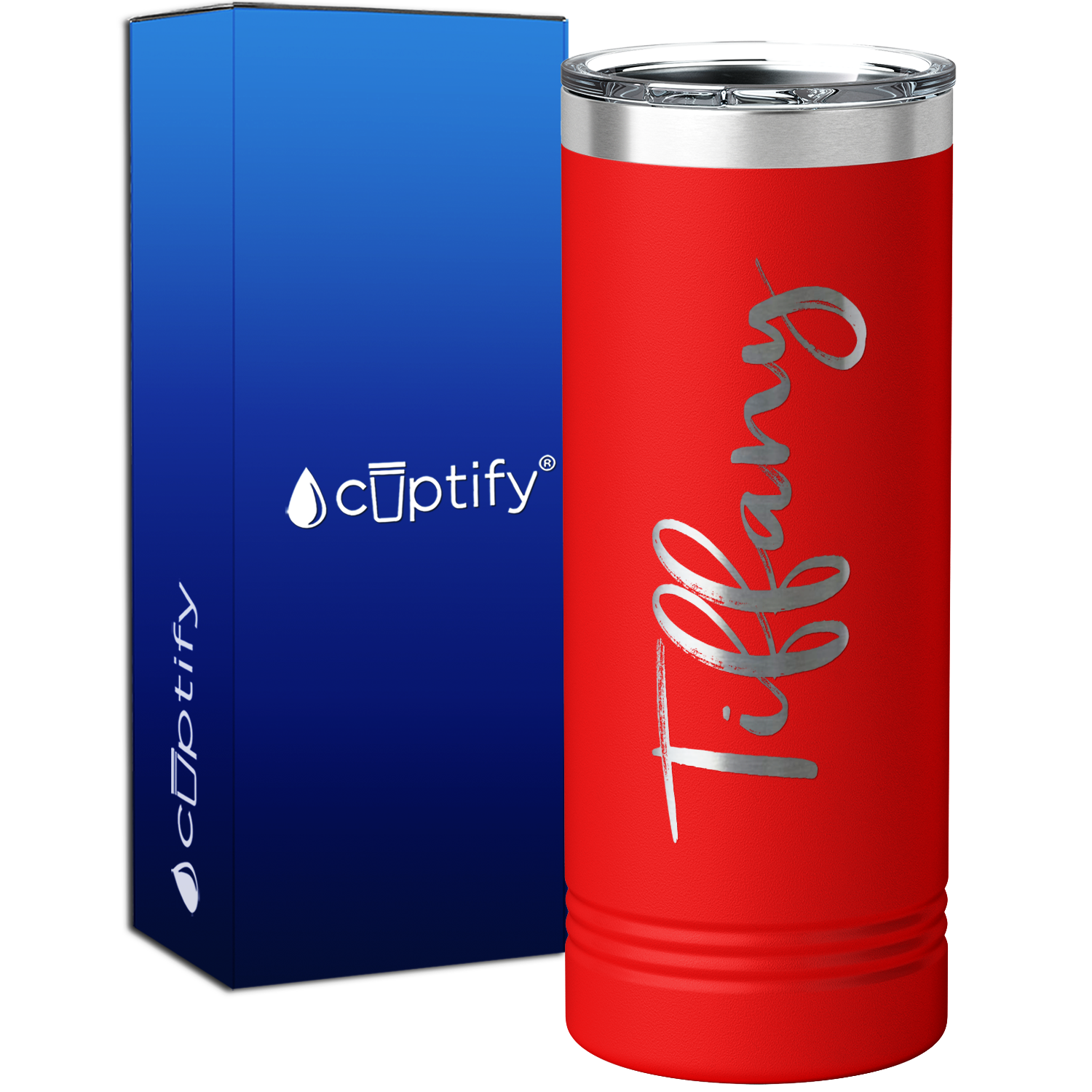 Personalized Red 22oz Engraved Skinny Tumbler