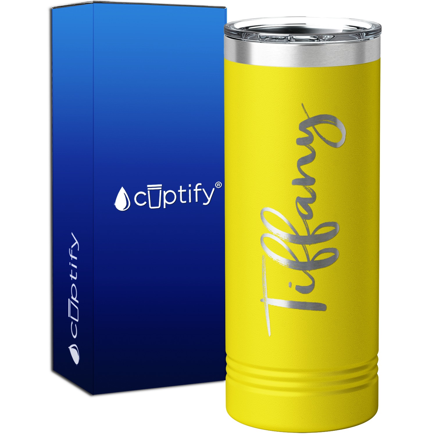 Personalized Yellow 22oz Engraved Skinny Tumbler