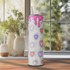 Inflated Bubble Valentine Hearts 20oz Skinny Tumbler