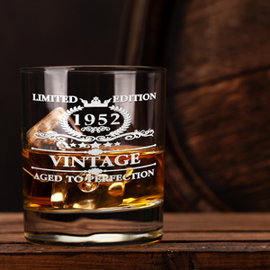 69th Birthday Vintage 69 Years Old Established 1952 Laser Engraved 10.25oz Old Fashion Glass