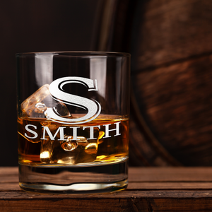 Personalized Monogram Initial and Name Laser Engraved on 10.25 oz Rocks Old Fashion Glass