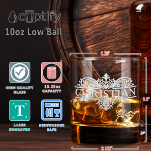 Personalized Vestige Monogram Laser Engraved on 10.25 oz Rocks Old Fashion Glass