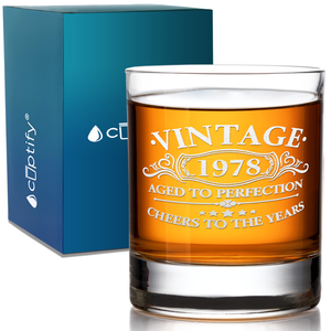 43rd Birthday Gift Vintage Aged To Perfection Cheers To 43 Years 1978 Laser Engraved on 10.25oz Old Fashion Glass