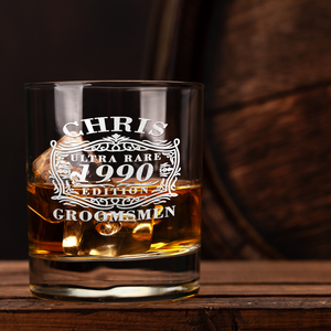 Personalized Ultra Rare Edition Groomsmen 16 oz Glass Can