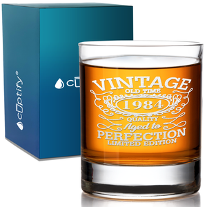 37th Birthday Vintage 37 Years Old Time 1984 Quality Laser Engraved 10.25oz Old Fashion Glass