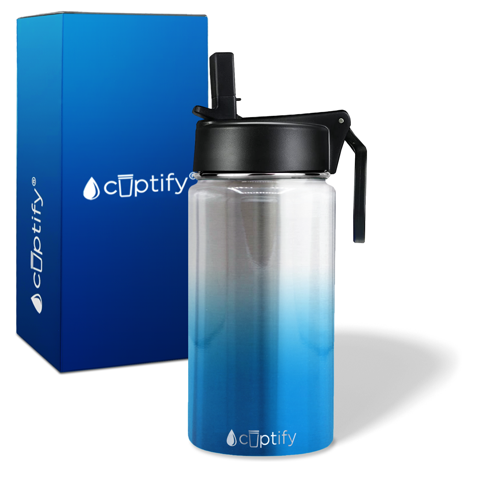 Baby Blue Glitter 12oz Wide Mouth Water Bottle - Cuptify