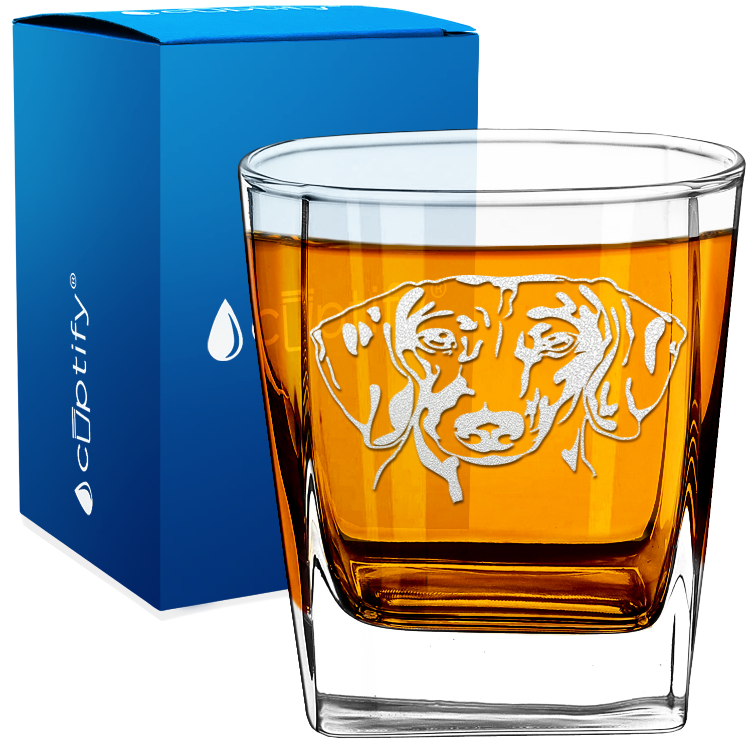 Dachshund Head on 12oz Double Old Fashioned Glass