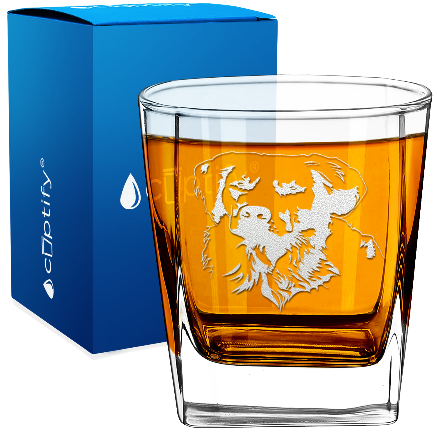 Golden Retriever on 12oz Double Old Fashioned Glass