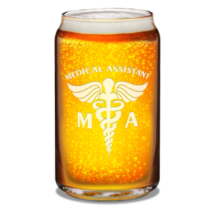 MA Medical Assistant Etched 16 oz Beer Glass Can