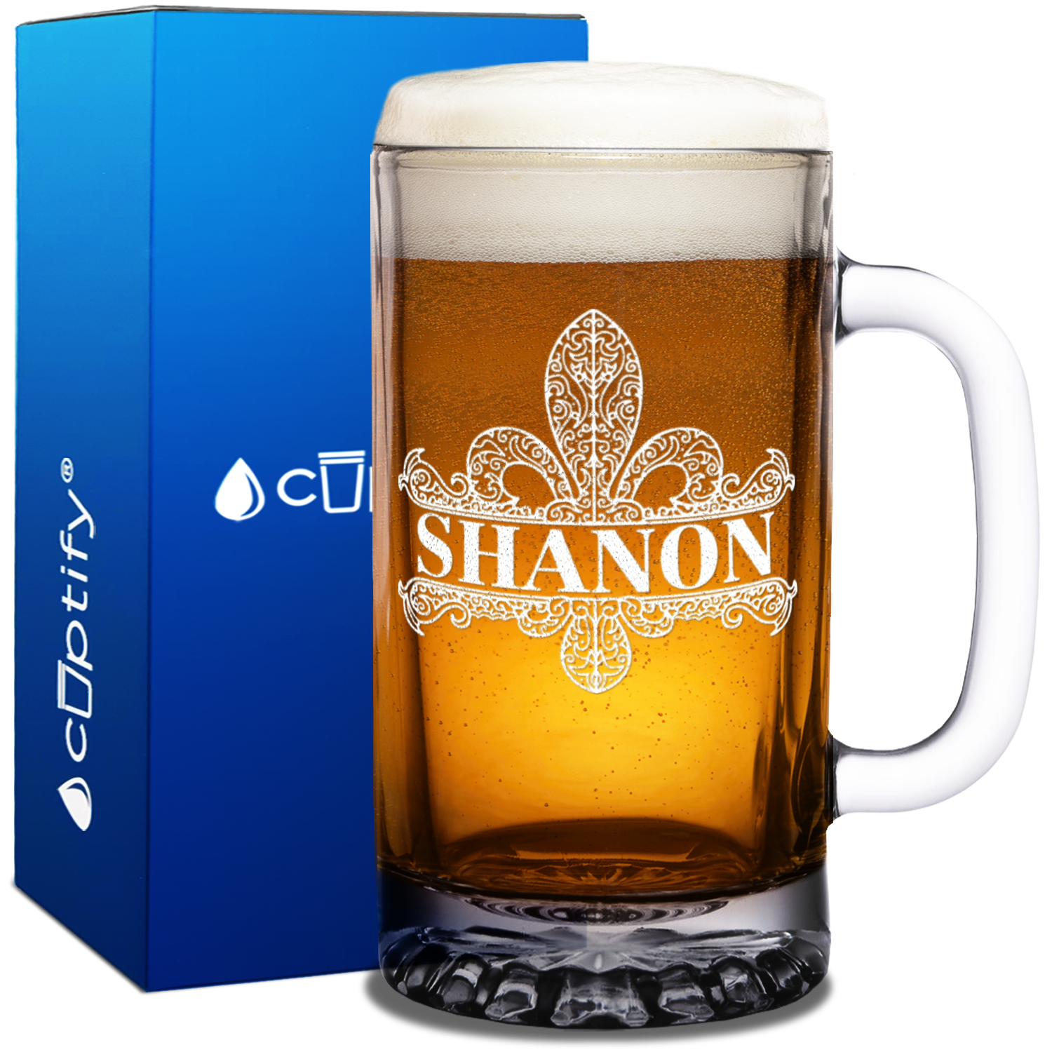 Trendy Script Name Personalized Printed 16oz Beer Can Glass