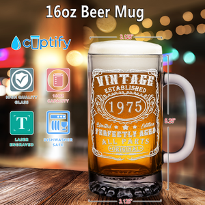 47th Birthday 16oz Glass Mug