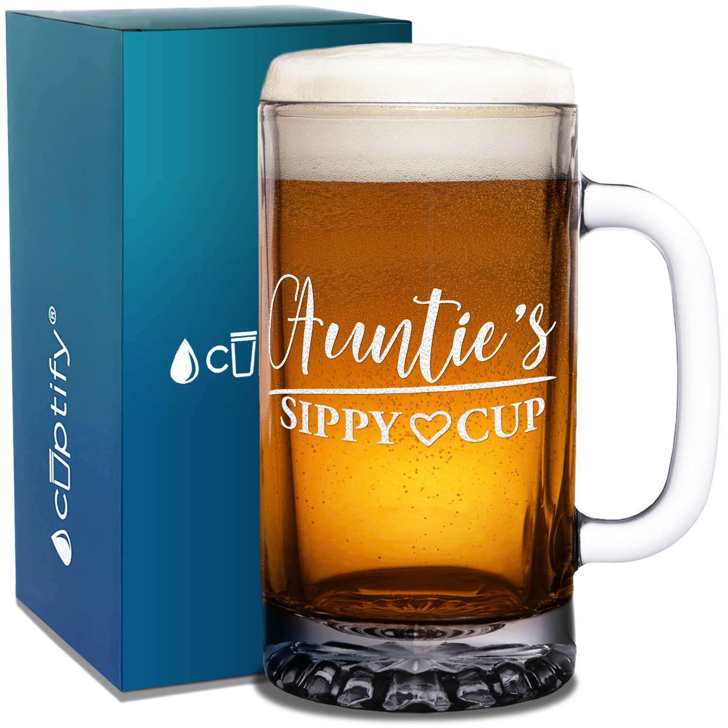 Auntie's Sippy Cup 16 oz Beer Mug Glass