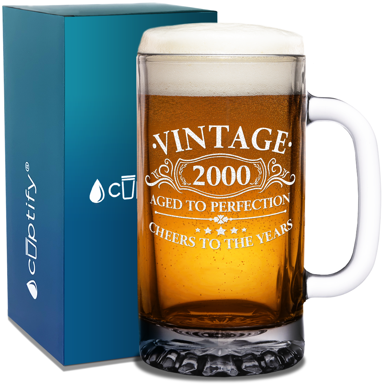 Vintage Aged To Perfection 2000 16oz Glass Mug