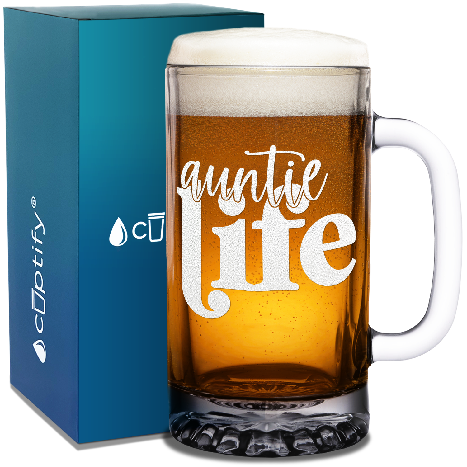 Auntie Life 16 oz Beer Mug Glass