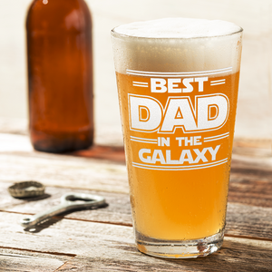 Best Dad In The Galaxy Engraved Beer Pint Glass