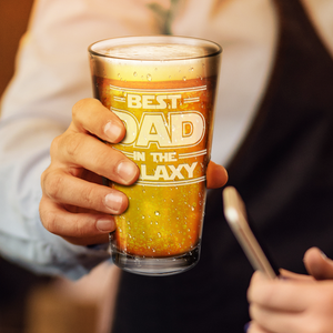 Best Dad In The Galaxy Engraved Beer Pint Glass