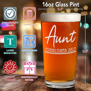 Aunt Established Beer Pint Glass