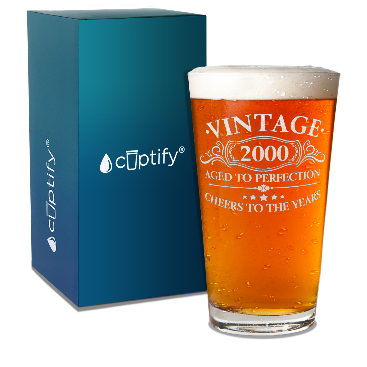 Vintage Aged To Perfection 2000 Glass Pint