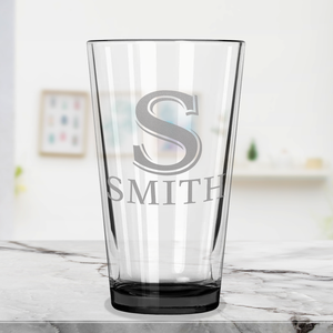 Personalized Initial and Name Black Bottom Beer Pint Glass