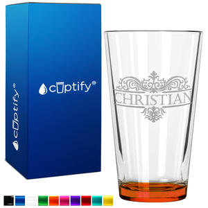 Personalized Vestige Orange Bottom Beer Pint Glass