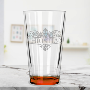 Personalized Vestige Orange Bottom Beer Pint Glass