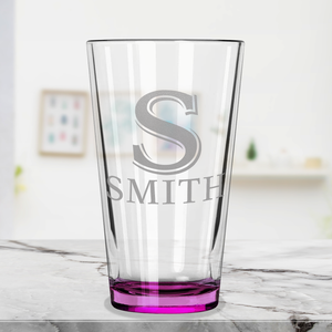 Personalized Initial and Name Pink Bottom Beer Pint Glass