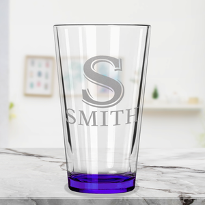 Personalized Initial and Name Purple Bottom Beer Pint Glass