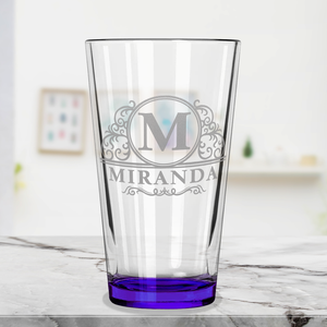 Personalized Elaborate Circle Purple Bottom Beer Pint Glass