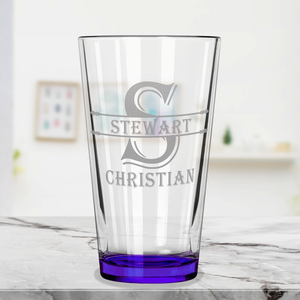 Personalized Initial Block Purple Bottom Beer Pint Glass