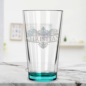 Personalized Vestige Teal Bottom Beer Pint Glass