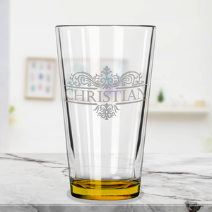 Personalized Vestige Yellow Bottom Beer Pint Glass