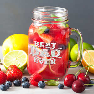 Best Dad Ever Etched on 16oz Mason Jar Glass