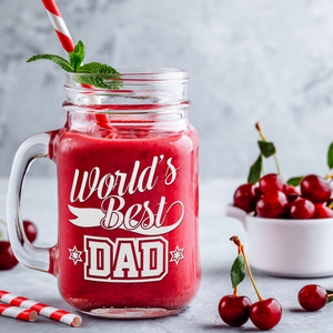 World's Best Dad Etched on 16oz Mason Jar Glass