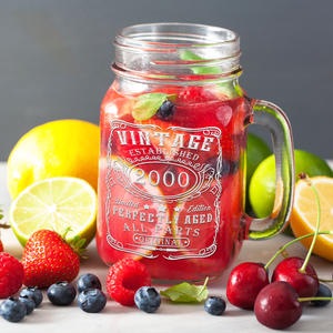 21st Birthday Gift Vintage Established 2000 Laser Engraved on 16oz Mason Jar