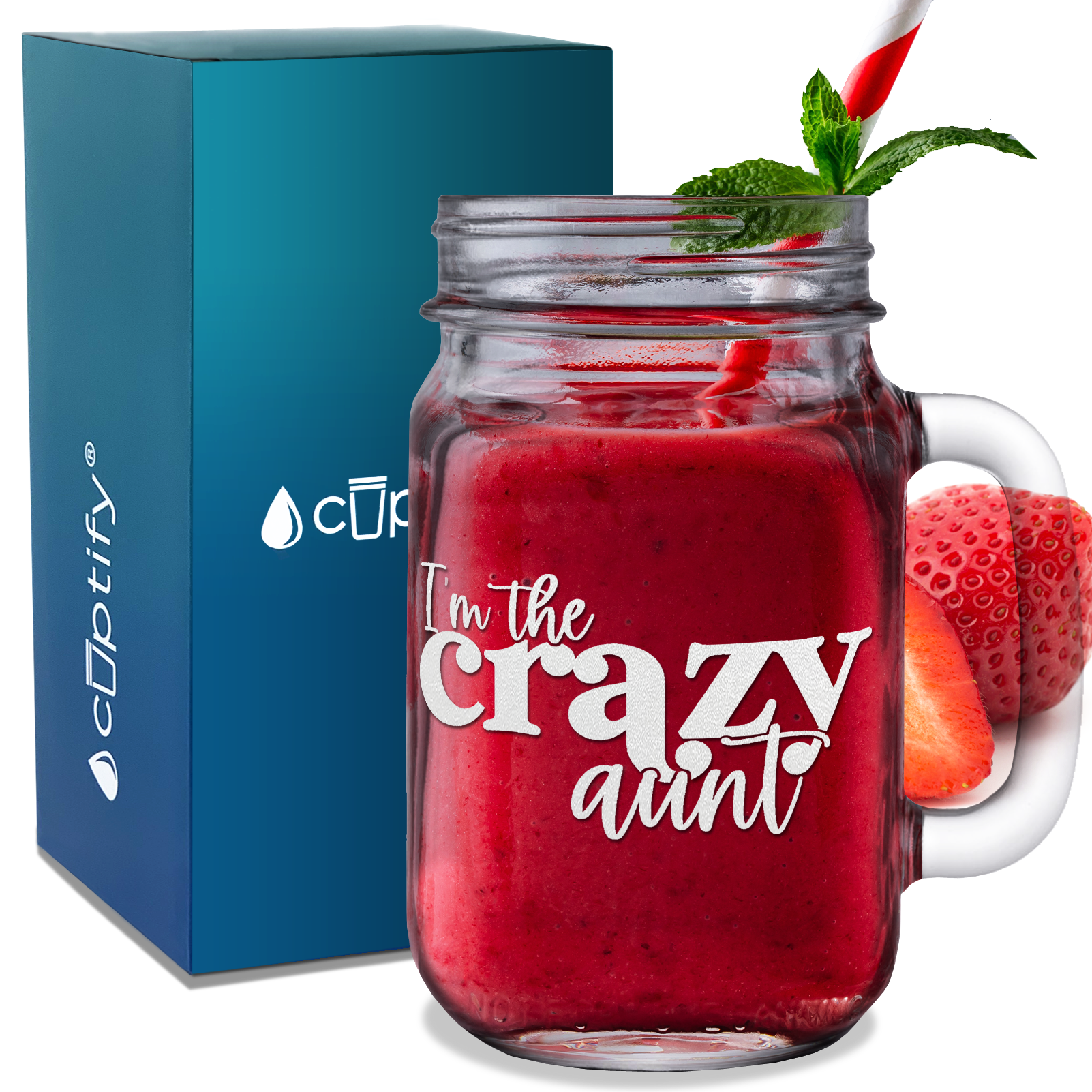 I'm The Crazy Aunt Etched on 16oz Mason Jar Glass