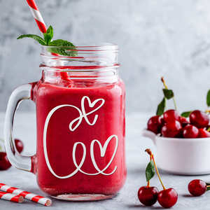  Monogram Hearts Initial Letter C Etched on 16 oz Mason Jar Glass