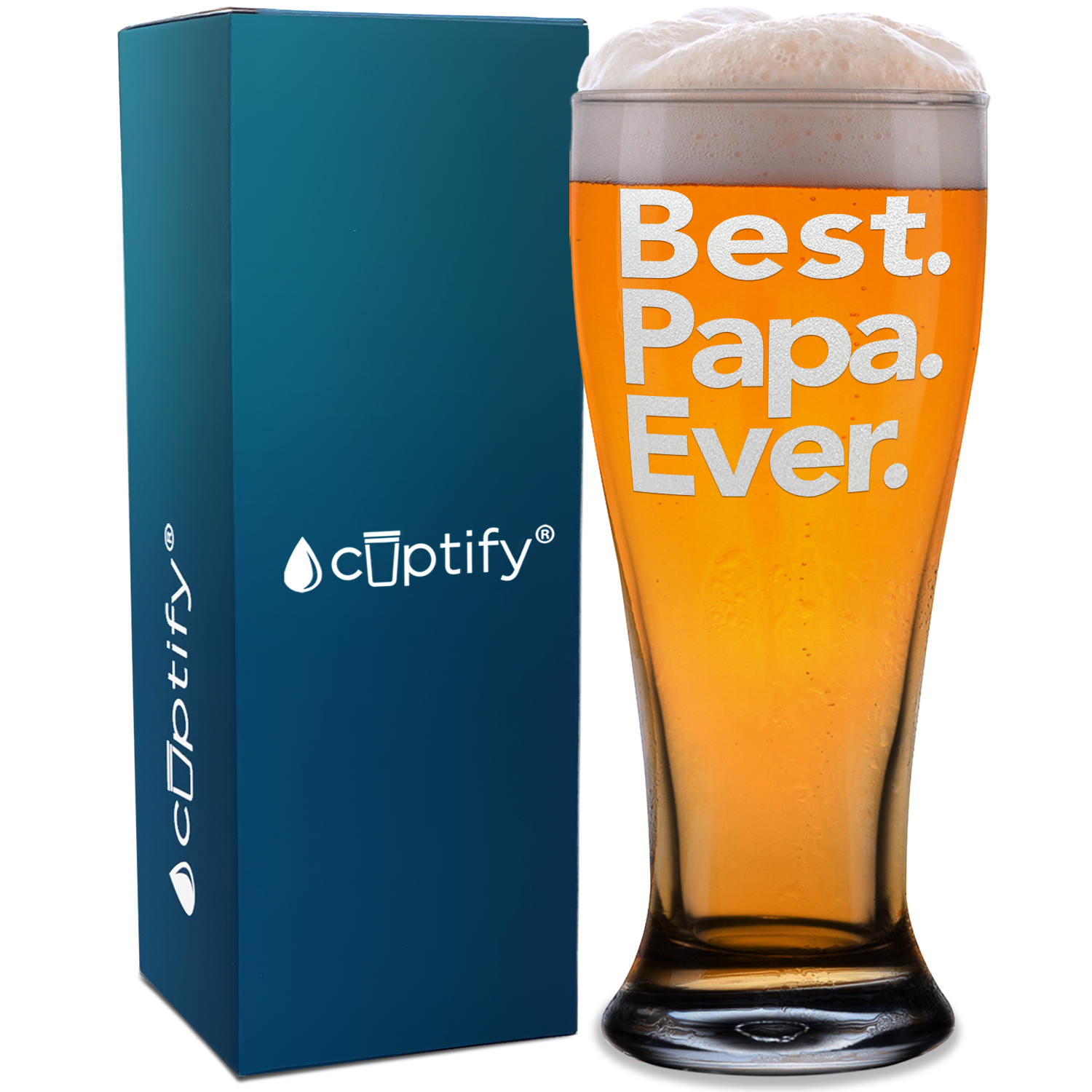 Best. Papa. Ever. Etched on 16 oz Glass Pilsner