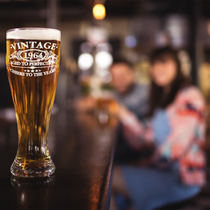 Vintage Aged To Perfection Cheers To 58 Years 1964 Etched on 16oz Glass Pilsner