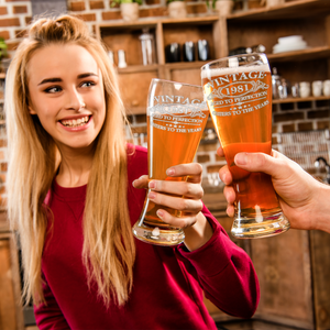 Vintage Aged To Perfection Cheers To 41 Years 1981 Etched on 16oz Glass Pilsner