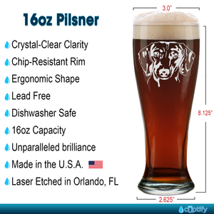 Dachshund Head Beer Pilsner Glass